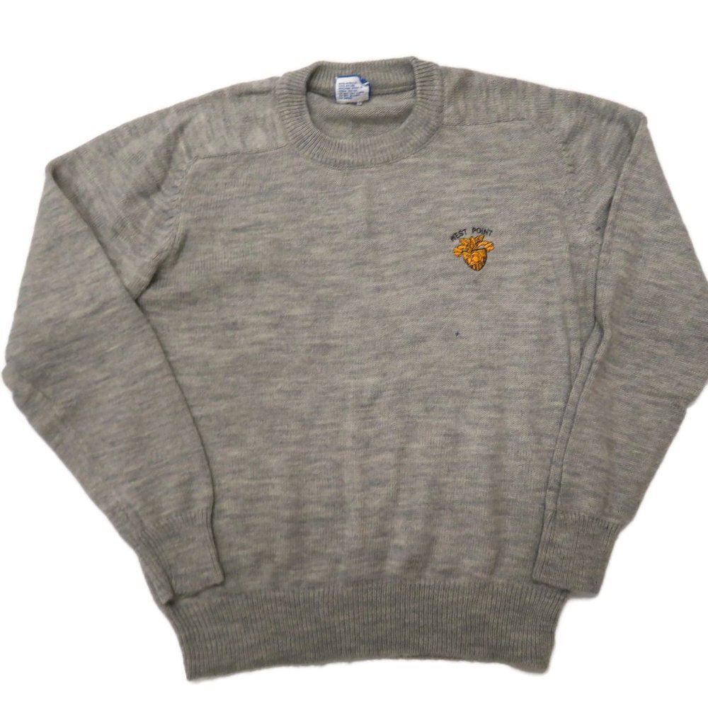 Champion West Point Sweater Knit Vintage Mens XL Gray Crewneck Pullover Military
